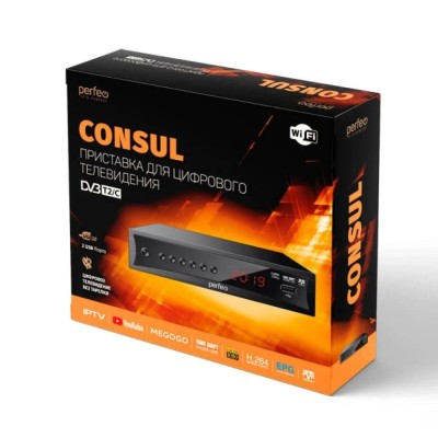Perfeo ТВ-приставка CONSUL PF_A4413 Perfeo ТВ-приставка CONSUL PF_A4413 принимает сигнал цифрового вещания в стандарте DVB-T/T2 и DVB-C. Встроенное ПО предоставляет возможность просмотра IPTV, YouTube и MEGOGO через Wi-Fi адаптер (адаптер в комплект не входит)
Поддержка внешних жестких дисков HDD (максимальной ёмкостью до 1ТБ). Поддерживаемые файловые системы: FAT, FAT32, NTFS.