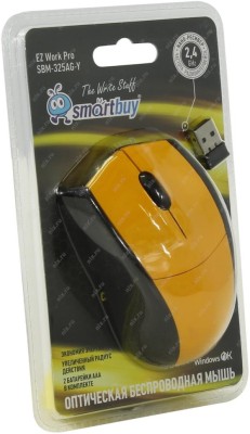 Мышь беспроводная Smartbuy 325AG USB/DPI 1000/3 кнопки/2AAA желтая (SBM-325AG-Y) Мышь беспроводная Smartbuy 325AG USB/DPI 1000/3 кнопки/2AAA желтая (SBM-325AG-Y)