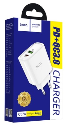 Сетевое зар. устр. Hoco C57A 1USB/1C 3A 18W белое Сетевое зар. устр. Hoco C57A 1USB/1C 3A 18W белое