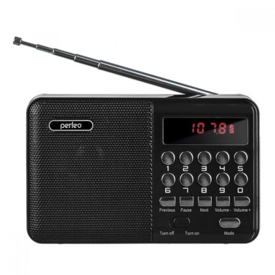 Портативный радиоприемник Perfeo Palm 3Вт/FM/AUX/USB/MicroSD i90-BL черный Портативный радиоприемник Perfeo Palm 3Вт/FM/AUX/USB/MicroSD i90-BL черный