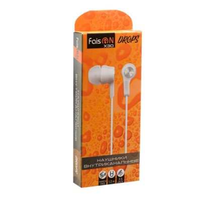 Наушники с микрофоном Faison X30 Drops 1.2м белые Наушники с микрофоном Faison X30 Drops 1.2м белые