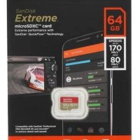 micro SDXC карта памяти SanDisk 64GB Class10 Extreme UHS-I U3 (170 Mb/s) без адаптера SDSQXAH-064G-G