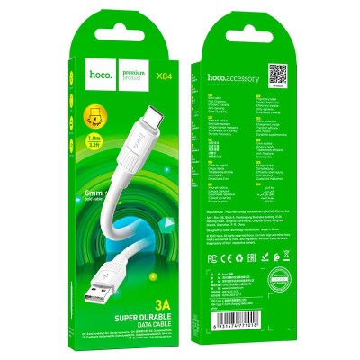Usb Кабель-зарядка Type-C Hoco X84 3A 1м белый Usb Кабель-зарядка Type-C Hoco X84 3A 1м белый