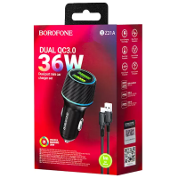 Автомобильное заряд. устр. Borofone BZ21A 2USB 3А QC3.0 36W черное