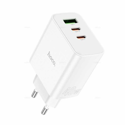 Сетевое зар. устр. Hoco C126A с кабелем Type-C на Lightning 1USB/2C 40W белое Сетевое зар. устр. Hoco C126A с кабелем Type-C на Lightning 1USB/2C 40W белое