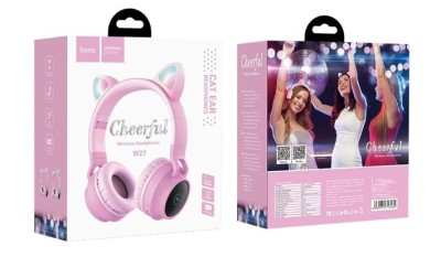 Стереонаушники Bluetooth Полноразмерные Hoco W27 BT5.0/300mAh/5ч розовые Стереонаушники Bluetooth Полноразмерные Hoco W27 BT5.0/300mAh/5ч розовые