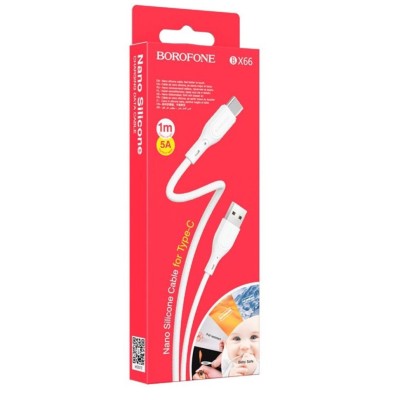 Usb Кабель-зарядка Type-C Borofone BX66 5A 1м белый Usb Кабель-зарядка Type-C Borofone BX66 5A 1м белый