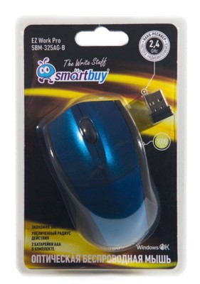 Мышь беспроводная Smartbuy 325AG USB/DPI 1000/3 кнопки/2AAA синяя (SBM-325AG-B) Мышь беспроводная Smartbuy 325AG USB/DPI 1000/3 кнопки/2AAA синяя (SBM-325AG-B)