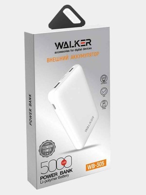 Powerbank Walker WB-305 5000mAh 2USB 2.1A с индикатором черный Powerbank Walker WB-305 5000mAh 2USB 2.1A с индикатором черный