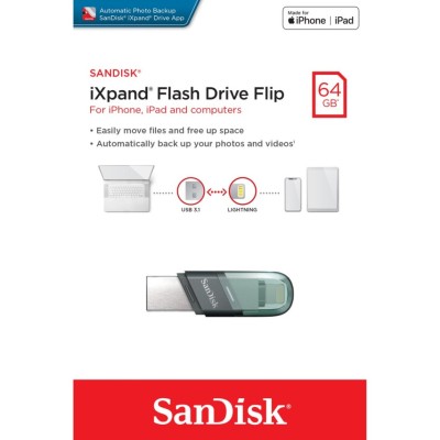 3.0 USB флеш накопитель SanDisk iXpand Flash Drive Flip 64GB (SDIX90N-064G-GN6NN) 3.0 USB флеш накопитель SanDisk iXpand Flash Drive Flip 64GB (SDIX90N-064G-GN6NN)