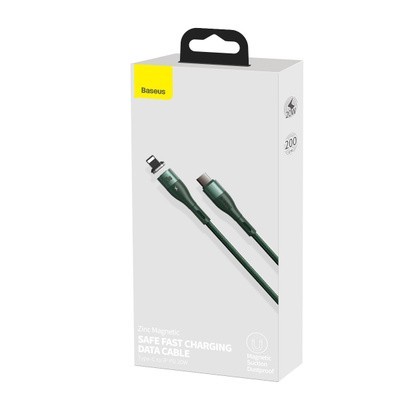 Кабель-зарядка Type-C на Lightning Baseus Zinc Magnetic 2м CATLXC-A06 зеленый Кабель-зарядка Type-C на Lightning Baseus Zinc Magnetic 2м CATLXC-A06 зеленый