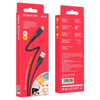 Usb Кабель-зарядка Type-C Borofone BX66 5A 1м черный Usb Кабель-зарядка Type-C Borofone BX66 5A 1м черный