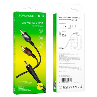 Кабель AUX 3.5мм (папа) - 2xRCA (папа) Borofone BL11 1.5м черный Кабель AUX 3.5мм (папа) - 2xRCA (папа) Borofone BL11 1.5м черный