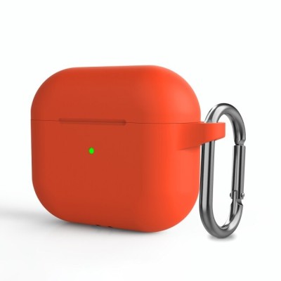 Силиконовый чехол для AirPods 3 c карабином оранжевый Силиконовый чехол для AirPods 3 c карабином оранжевый