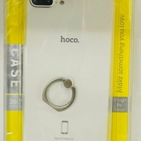 Накладка для i-Phone 7 Plus Hoco Zoya series пластик тонкий матовый прозрачный, кольцо серебристое