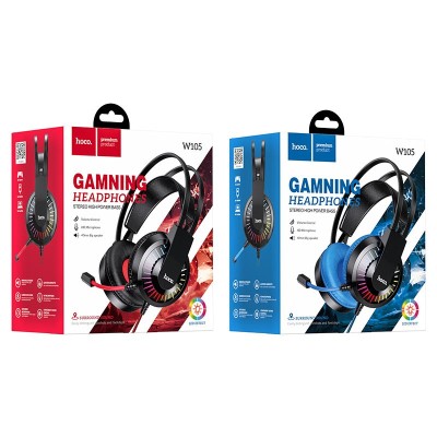 Стереонаушники полноразмерные Hoco W105 Joyful Gaming с микрофоном синие Стереонаушники полноразмерные Hoco W105 Joyful Gaming с микрофоном синие