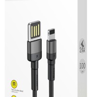 Usb Кабель-зарядка Lightning Baseus Cafule 2.4A 1м CALKLF-GG1 черный