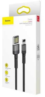 Usb Кабель-зарядка Lightning Baseus Cafule 2.4A 1м CALKLF-GG1 черный Usb Кабель-зарядка Lightning Baseus Cafule 2.4A 1м CALKLF-GG1 черный