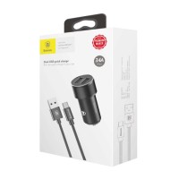 Автомобильное заряд. устр. Baseus Small Screw 2USB кабель Type-C 3.4A TZXLD-B01 черное