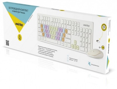Комплект клавиатура+мышь с цветными клавишами Smartbuy 218346AG, (SBC-218346AG-W) /20 белый Комплект клавиатура+мышь с цветными клавишами Smartbuy 218346AG, (SBC-218346AG-W) /20 белый