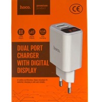 Сетевое зар. устр. Hoco C63A 2USB Display 2.1A белое