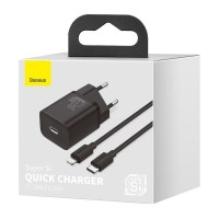 Сетевое зар. устр. Baseus Super Si 1C кабель Lightning 20W TZCCSUP-B01 черное
