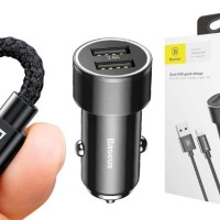 Автомобильное заряд. устр. Baseus Small Screw 2USB кабель Lightning 3.4A (TZXLD-A01) черное