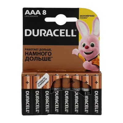 Батарейка алкалиновая Duracell Basic AAA/LR03/BL8 Батарейка алкалиновая Duracell Basic AAA/LR03/BL8