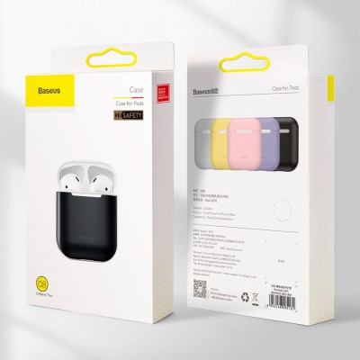 Силиконовый чехол Baseus для AirPods (WIAPPOD-BZ01) черный Силиконовый чехол Baseus для AirPods (WIAPPOD-BZ01) черный