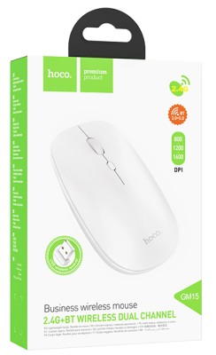 Мышь беспроводная Hoco GM15 BT5.0/DPI 800-1200-1600/2 кнопки белая Мышь беспроводная Hoco GM15 BT5.0/DPI 800-1200-1600/2 кнопки белая