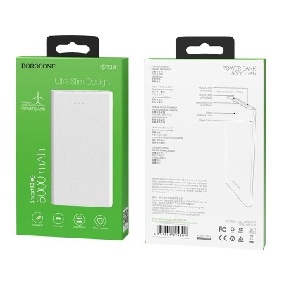 Powerbank Borofone BT2B 5000mAh 1A 2USB белый Powerbank Borofone BT2B 5000mAh 1A 2USB белый
