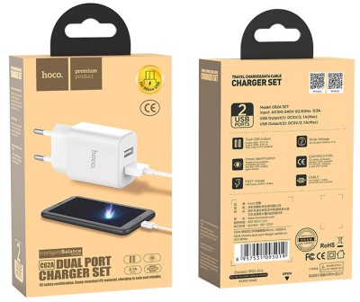 Сетевое зар. устр. Hoco C62A 2USB 2,1A Micro белое Сетевое зар. устр. Hoco C62A 2USB 2,1A Micro белое