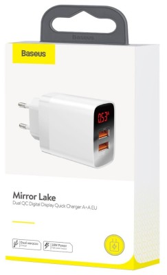 Сетевое зар. устр. Baseus Mirror Lake 2USB 3A (CCJMHA-A02) белое Сетевое зар. устр. Baseus Mirror Lake 2USB 3A (CCJMHA-A02) белое