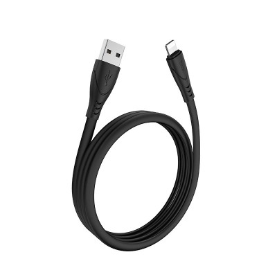 Usb Кабель-зарядка Lightning Hoco X42 Soft 2.4A 1м плоский силиконовый чёрный Usb Кабель-зарядка Lightning Hoco X42 Soft 2.4A 1м плоский силиконовый чёрный