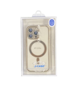 Накладка для i-Phone 13 Pro J-Case Magsafe силикон прозрачный золотая рамка Накладка для i-Phone 13 Pro J-Case Magsafe силикон прозрачный золотая рамка