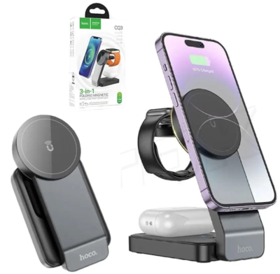 Беспроводное зарядное устройство 3in1 смартфон/Watch/AirPods Hoco CQ1 15W черное Беспроводное зарядное устройство 3in1 смартфон/Watch/AirPods Hoco CQ1 15W черное