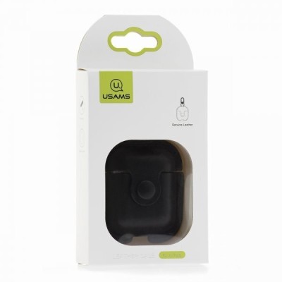 Кожаный чехол для AirPods Usams US-BH475 черный Кожаный чехол для AirPods Usams US-BH475 черный