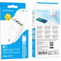 Сетевое зар. устр. Borofone BA79A 3USB/1C PD3.0/QC3.0 3A 20W белое