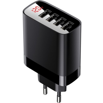 Сетевое зар. устр. Baseus Mirror Lake Digital Display 4USB 30W (CCJMHB-B01) черное Сетевое зар. устр. Baseus Mirror Lake Digital Display 4USB 30W (CCJMHB-B01) черное