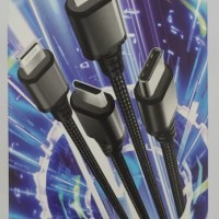 Usb Кабель-зарядка Hoco X76 4в1 Micro/ 2 Lightning/Type-C 1м черный