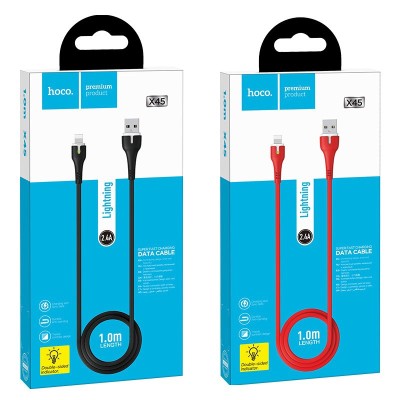 Usb Кабель-зарядка Lightning Hoco X45 Surplus 2.4A 1м в оплётке TPE чёрный Usb Кабель-зарядка Lightning Hoco X45 Surplus 2.4A 1м в оплётке TPE чёрный