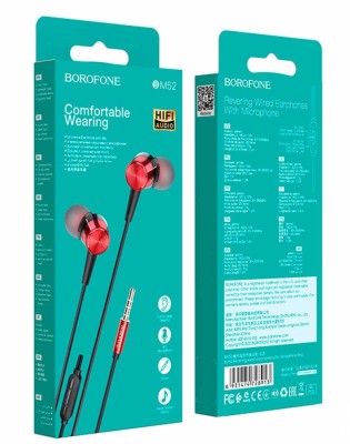 Наушники с микрофоном Borofone BM52 Revering 1.2м красные Наушники с микрофоном Borofone BM52 Revering 1.2м красные
