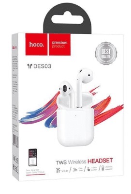 Беспроводные наушники TWS Hoco DES03 BT5.0/30mAh/3ч белые Беспроводные наушники TWS Hoco DES03 BT5.0/30mAh/3ч белые