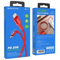 Usb Кабель-зарядка Type-C на Lightning Borofone BU27 Cool Victory 3A 20W 1.2м красный