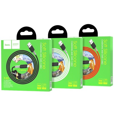 Usb Кабель-зарядка Lightning Hoco X48 Soft 2.4A 1м мягкий силиконовый белый Usb Кабель-зарядка Lightning Hoco X48 Soft 2.4A 1м мягкий силиконовый белый