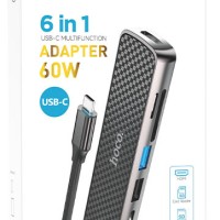 Кабель-переходник Hoco HB24 Type-C на HDMI/USB3.0/USB2.0/USB-C/TF/PD серый