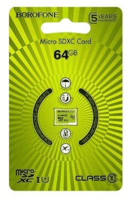 micro SDXC карта памяти Borofone 64GB Class 10 (без адаптера) micro SDXC карта памяти Borofone 64GB Class 10 (без адаптера)