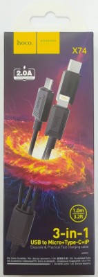 Usb Кабель-зарядка Hoco X74 3в1 Micro/Lightning/Type-C 1м черный Usb Кабель-зарядка Hoco X74 3в1 Micro/Lightning/Type-C 1м черный