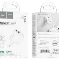 Сетевое зар. устр. Hoco C111A 1USB/1C QC3.0 30W белое