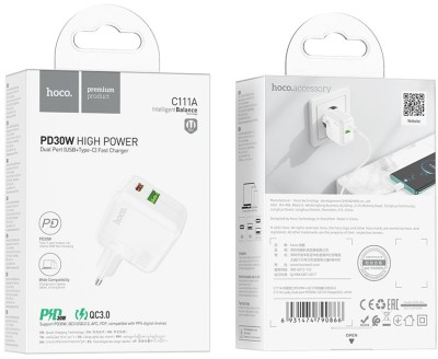 Сетевое зар. устр. Hoco C111A 1USB/1C QC3.0 30W белое Сетевое зар. устр. Hoco C111A 1USB/1C QC3.0 30W белое